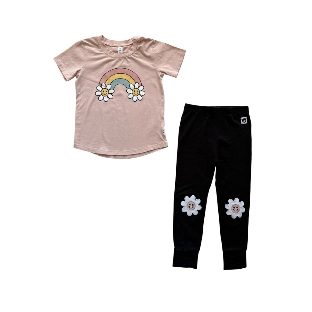Hux Daisy Rainbow T-Shirt + Matching Leggings Size 5